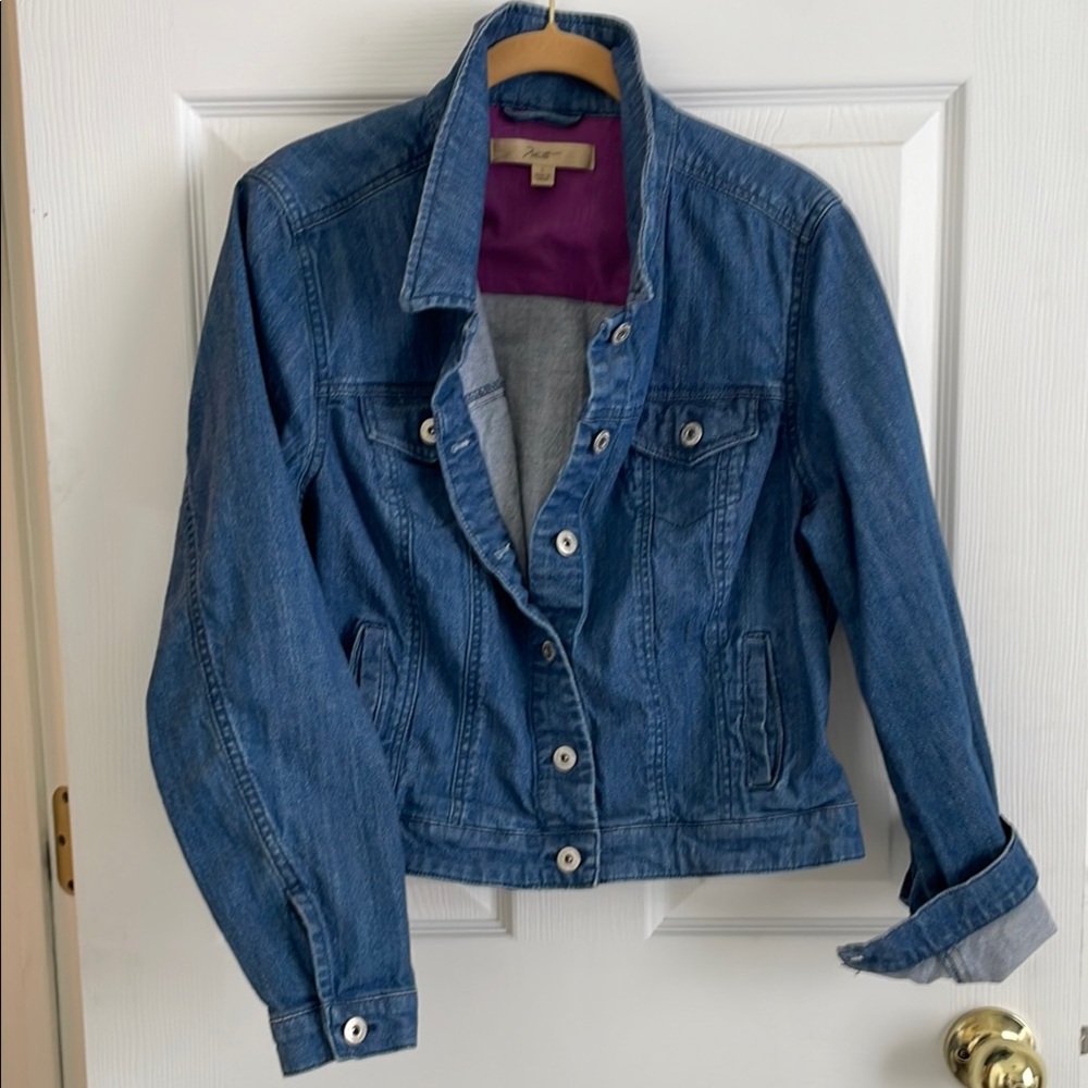 Motto Blue Jean Jacket with Folded Collar and adjustable waist